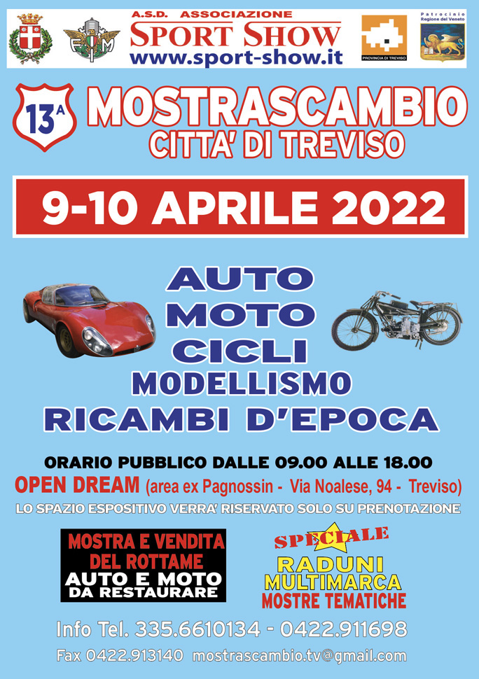9-10 APRILE 2022 13ª Edizione della MOSTRA SCAMBIO Città di Treviso